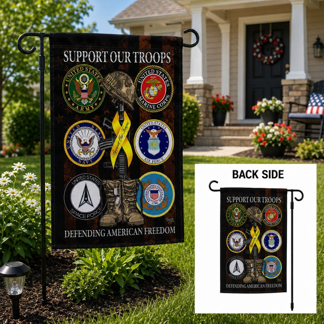 Armed Forces Support Our Troops Garden Flag 2 Sided