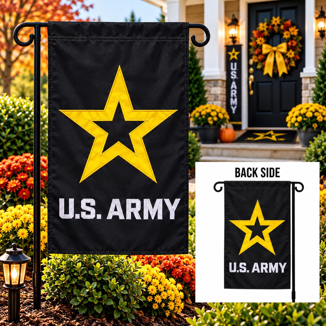 Army 2 Sided Embroidered Black Garden Flag