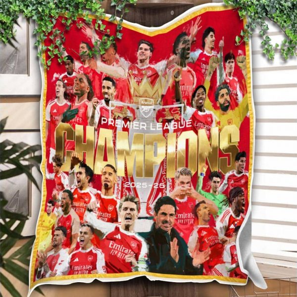 Arsenal Is The Premier League Champions Season 2025-26 After 22 Years Fleece Quilt Blanket