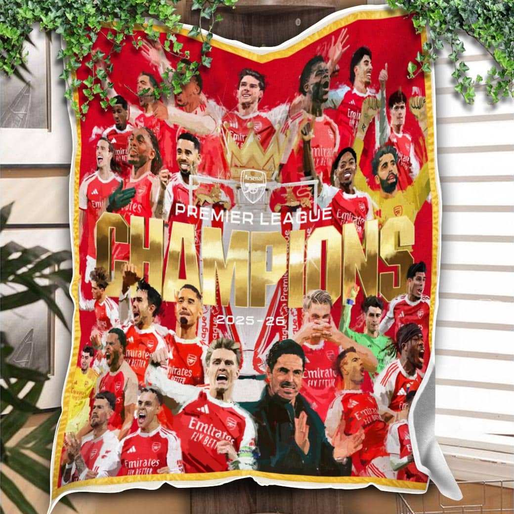Arsenal Is The Premier League Champions Season 2025-26 After 22 Years Fleece Quilt Blanket
