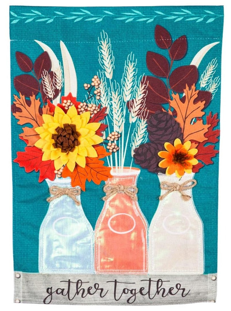 Autumn Milk Bottles 2 Sided Garden Flag