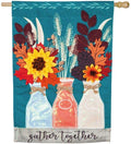 Autumn Milk Bottles Flag 2 Sided Gather Together Decorative