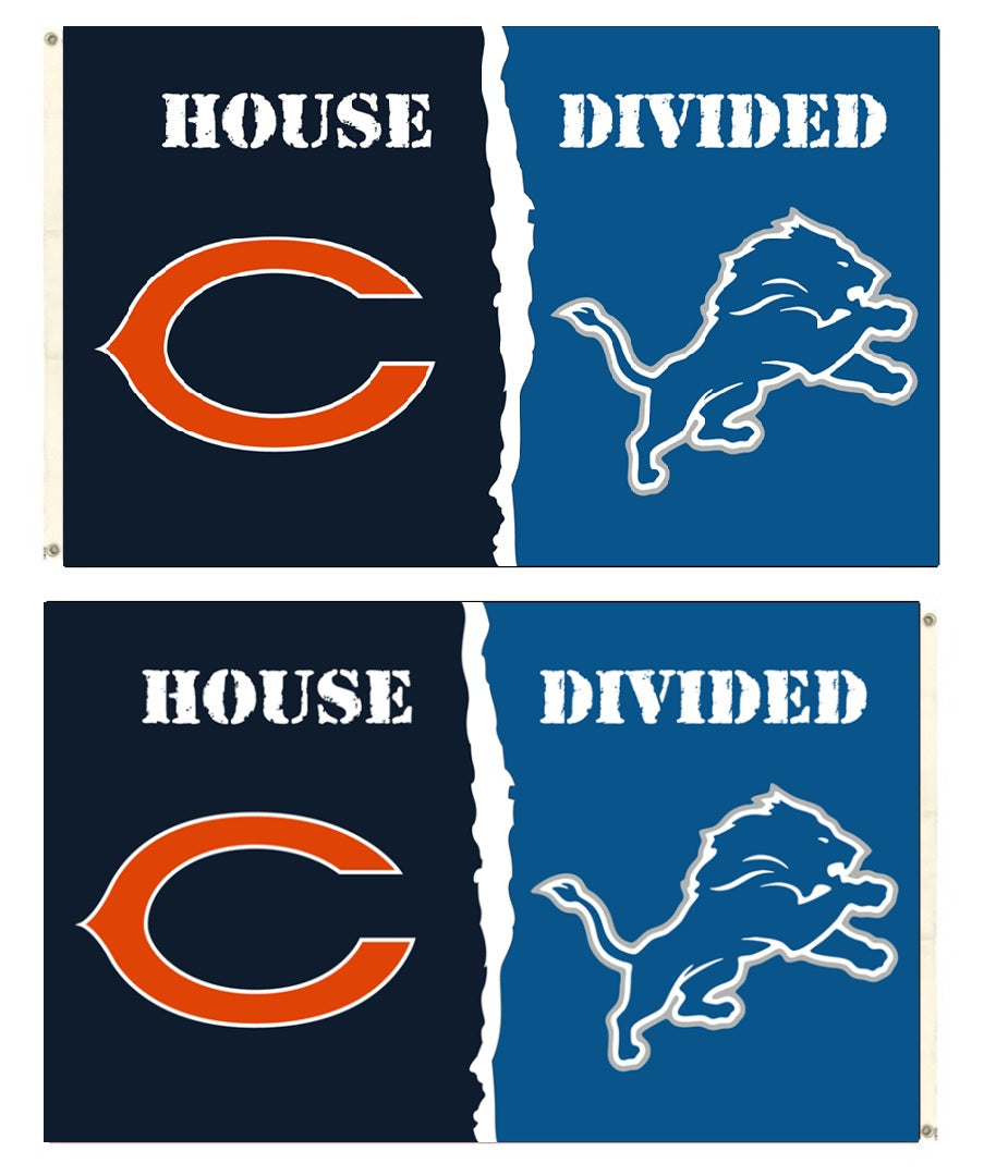 Bears - Lions 2 Sided House Divided 3x5 Flag