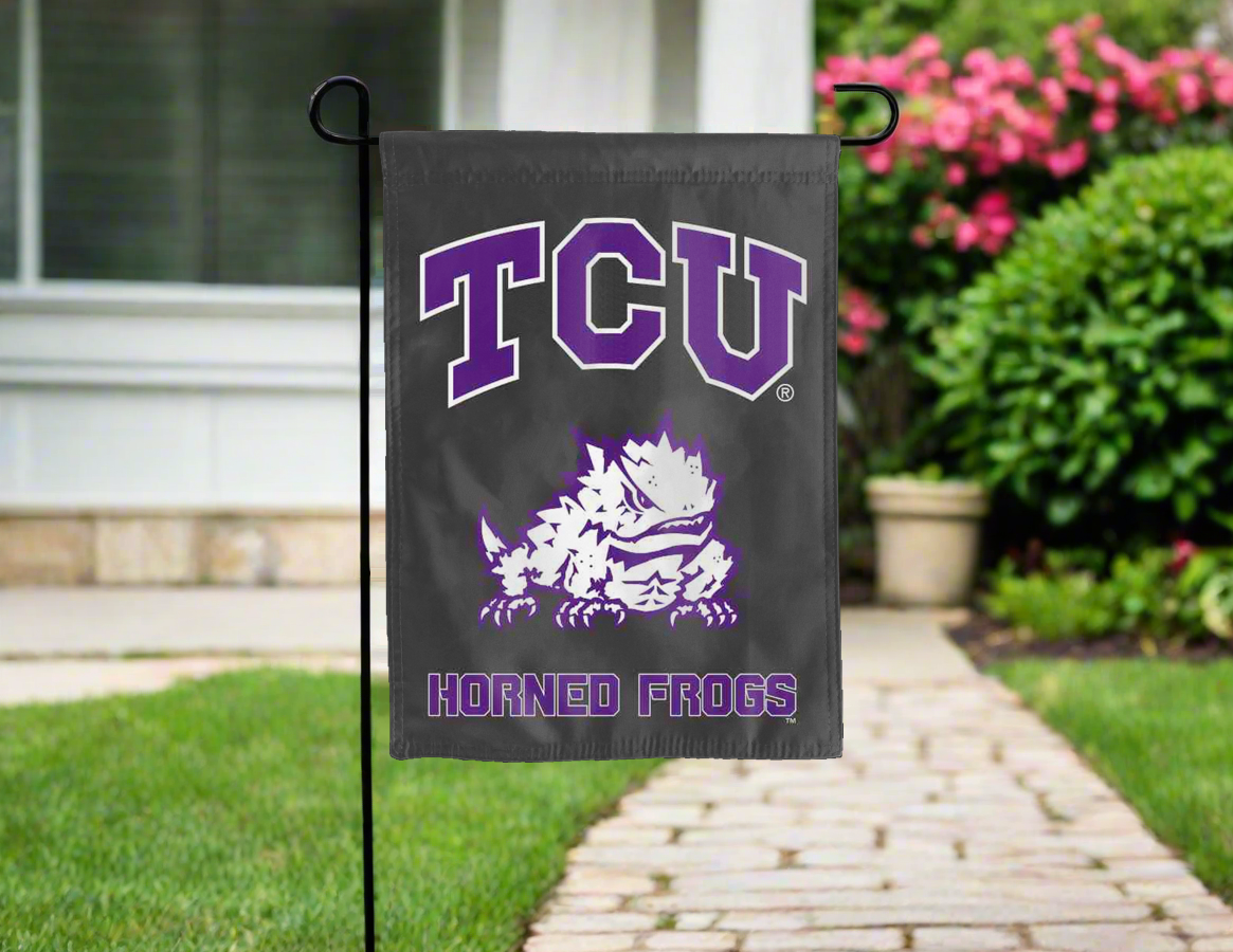 TCU Horned Frogs Black Double Sided Garden Flag
