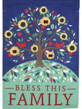 Bless This Family Garden Flag 2 Sided Earth Family Tree