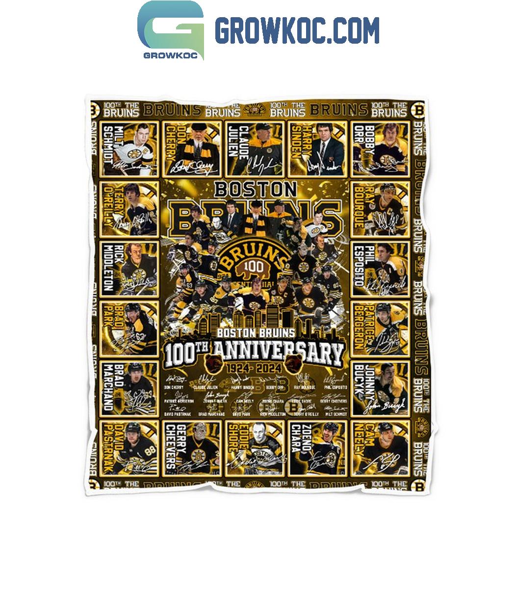 Boston Bruins 100th Anniversary 1924-2024 The Bruins Fleece Blanket Quilt