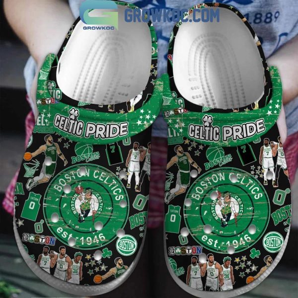 Boston Celtics Loves Basketball Team Celtic Pride Black Crocs Clogs