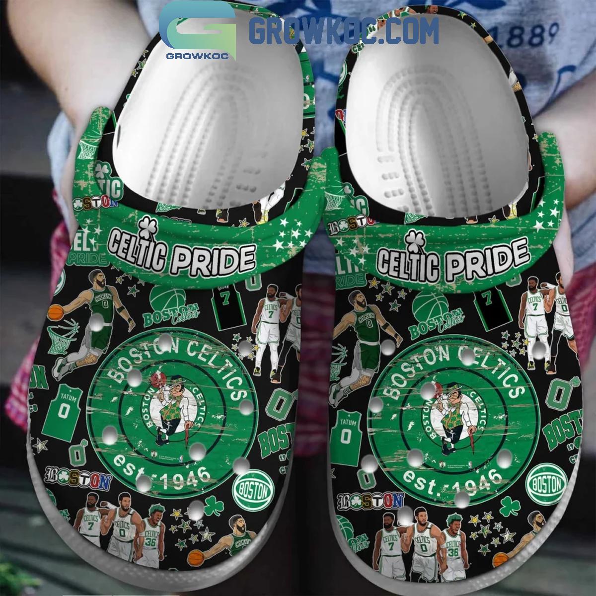 Boston Celtics Loves Basketball Team Celtic Pride Black Crocs Clogs