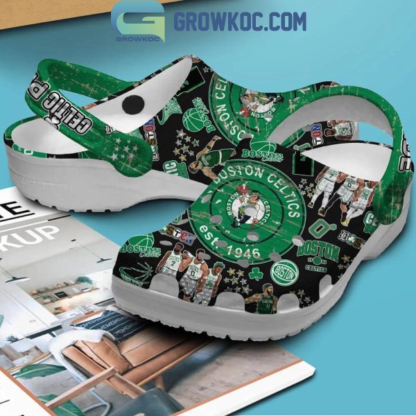 Boston Celtics Loves Basketball Team Celtic Pride Black Crocs Clogs