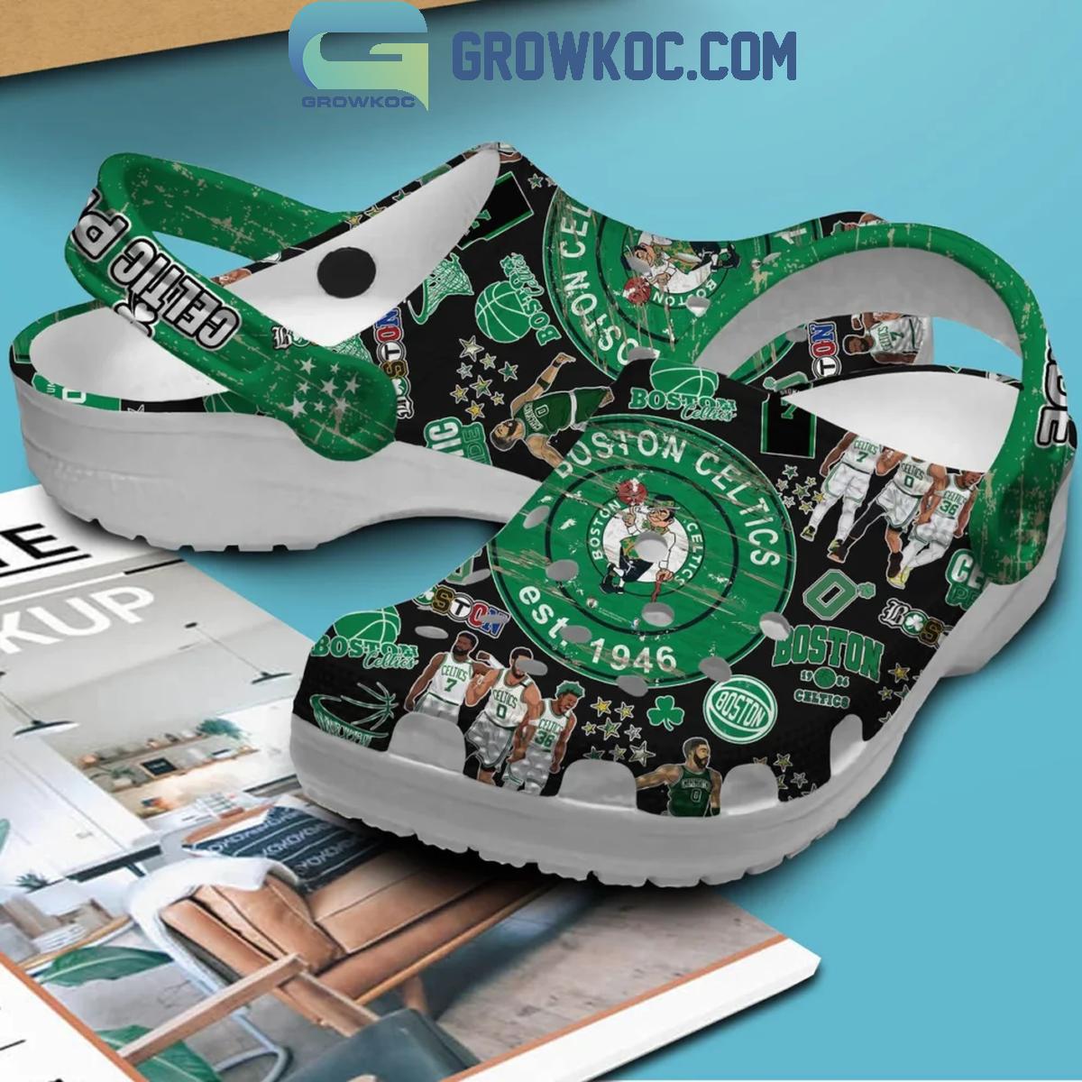 Boston Celtics Loves Basketball Team Celtic Pride Black Crocs Clogs