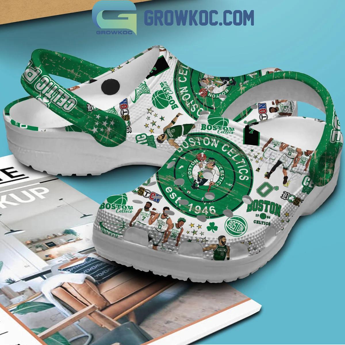 Boston Celtics Loves Basketball Team Celtic Pride White Crocs Clogs