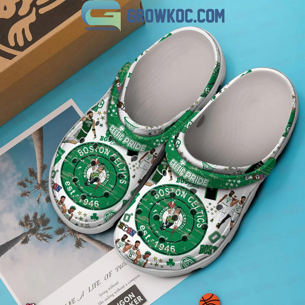 Boston Celtics Loves Basketball Team Celtic Pride White Crocs Clogs