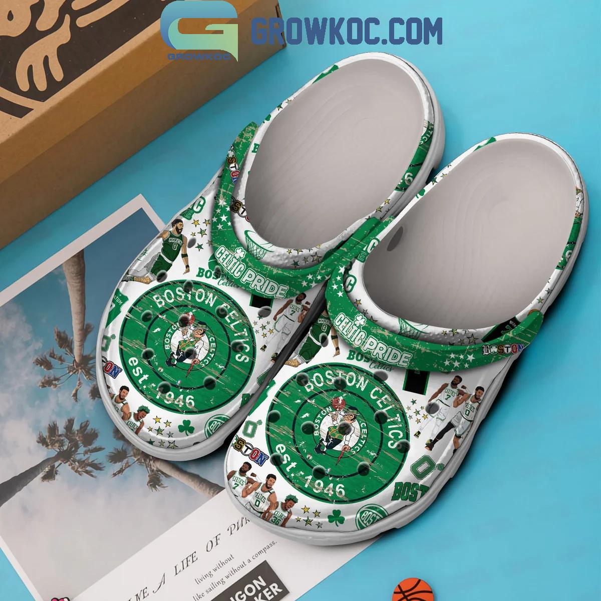 Boston Celtics Loves Basketball Team Celtic Pride White Crocs Clogs