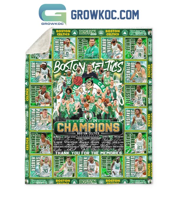 Boston Celtics NBA Finals Champions 2024 Fleece Blanket Quilt