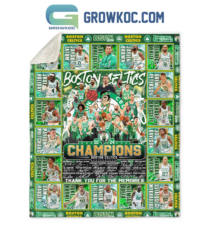 Boston Celtics NBA Finals Champions 2024 Fleece Blanket Quilt