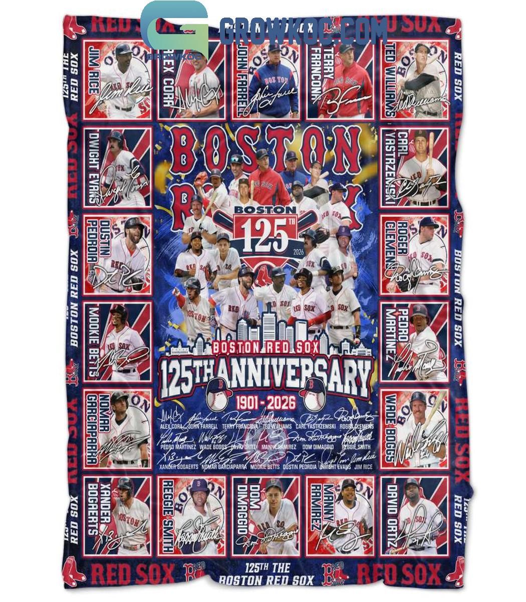 Boston Red Sox 125th Anniversary 1901 2026 Memories Fleece Blanket Quilt