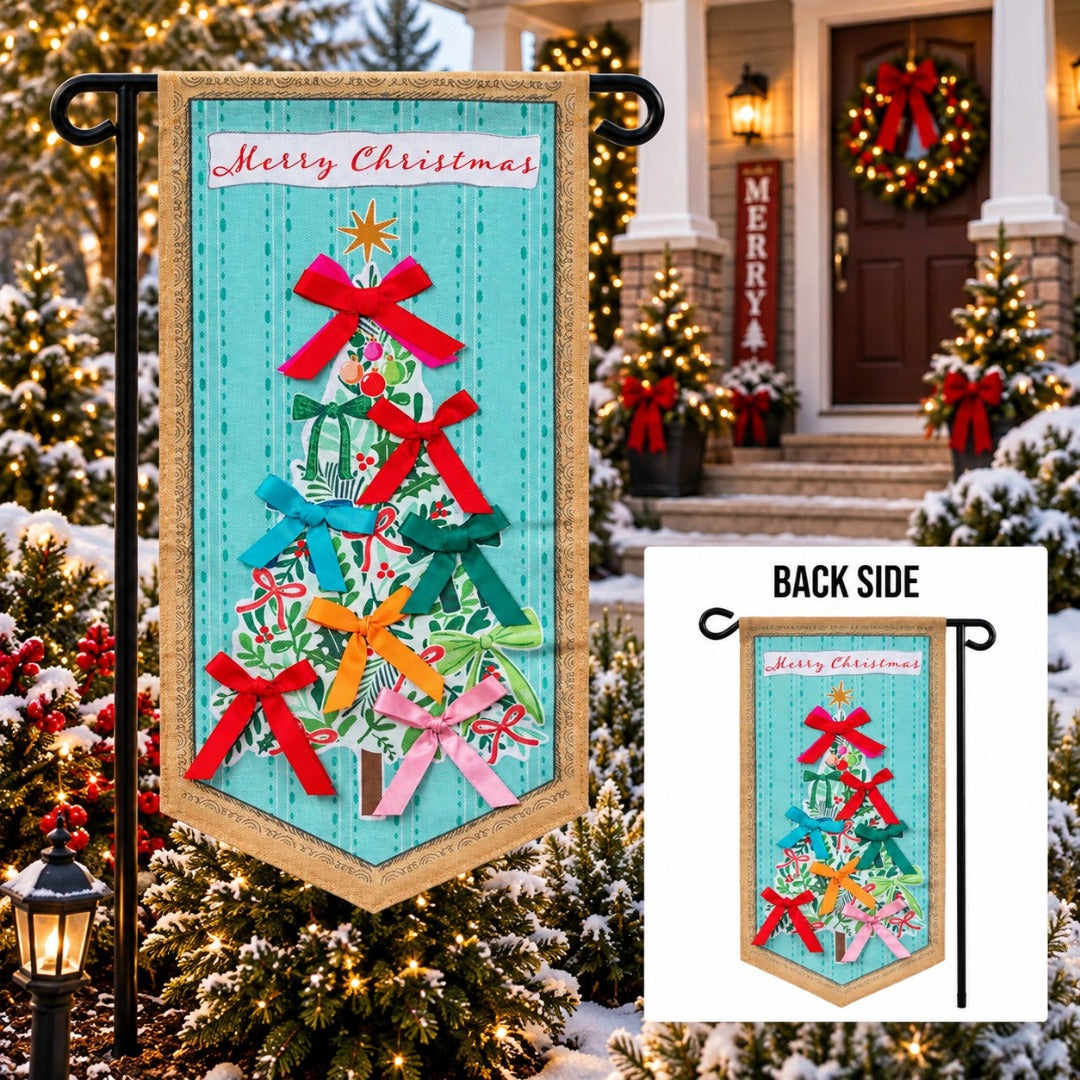 Bowtiful Christmas Tree 2-Sided Long Garden Flag