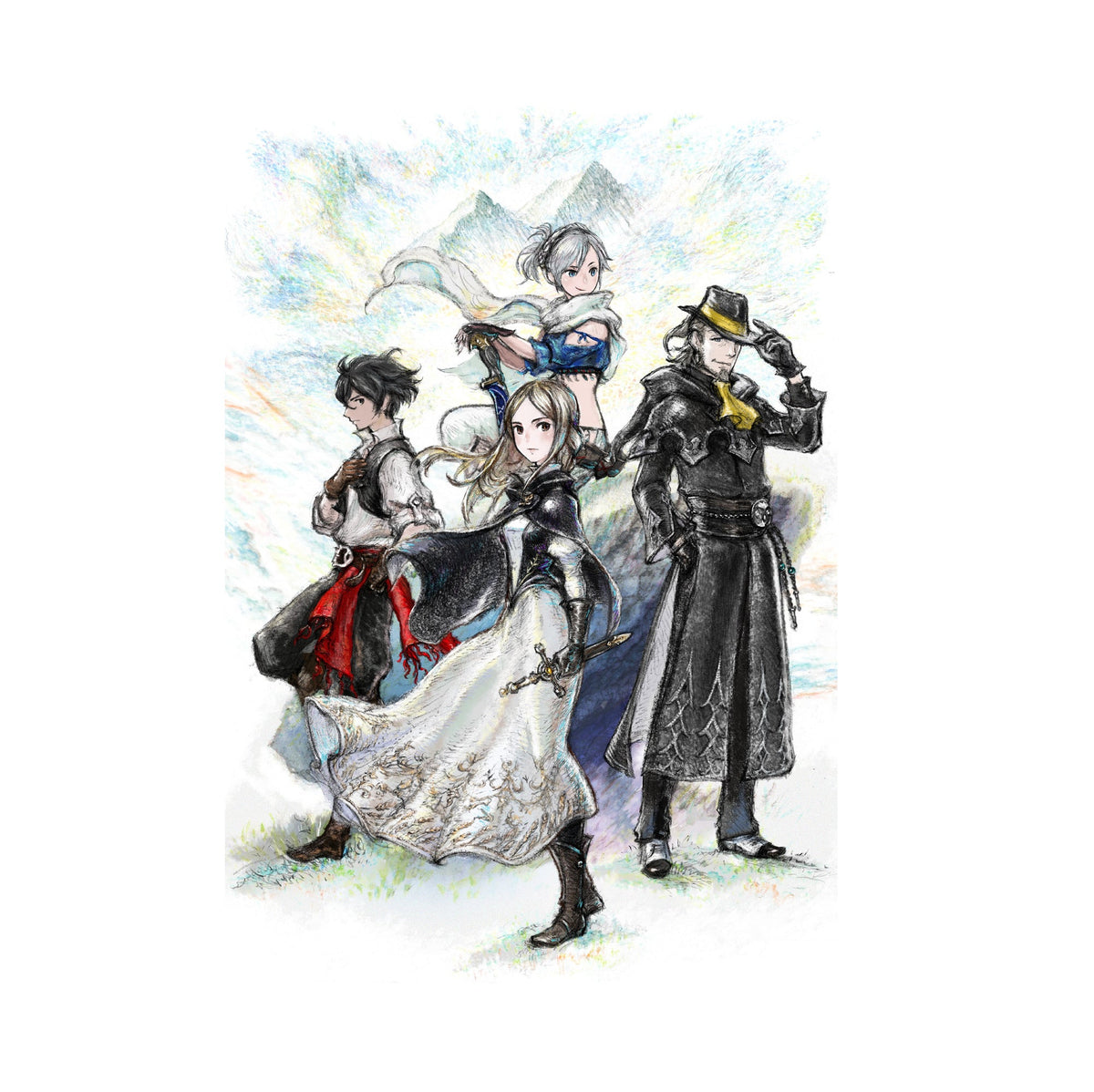 Bravely Default II Poster ‚Äî Naoki Ikushima Key Art Print | Square Enix JRPG Wall Art