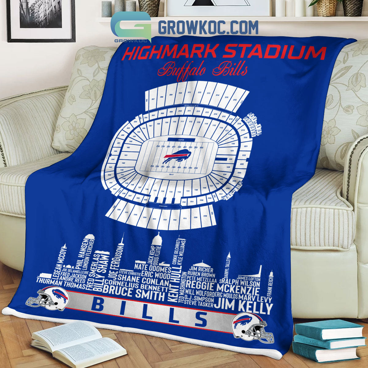 Buffalo Bills Highmark Stadium Legends Fleece Blanket Quilt