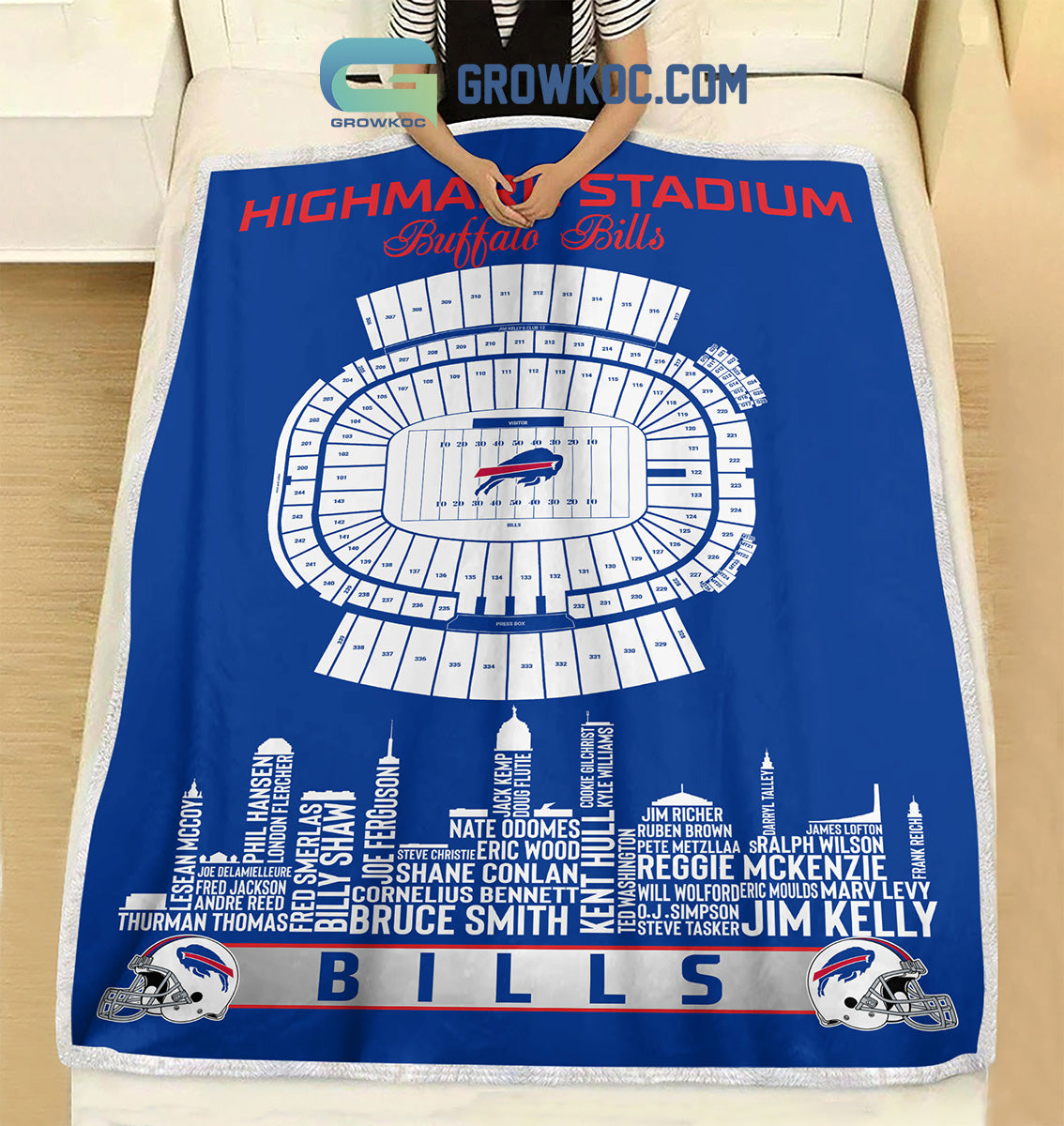 Buffalo Bills Highmark Stadium Legends Fleece Blanket Quilt