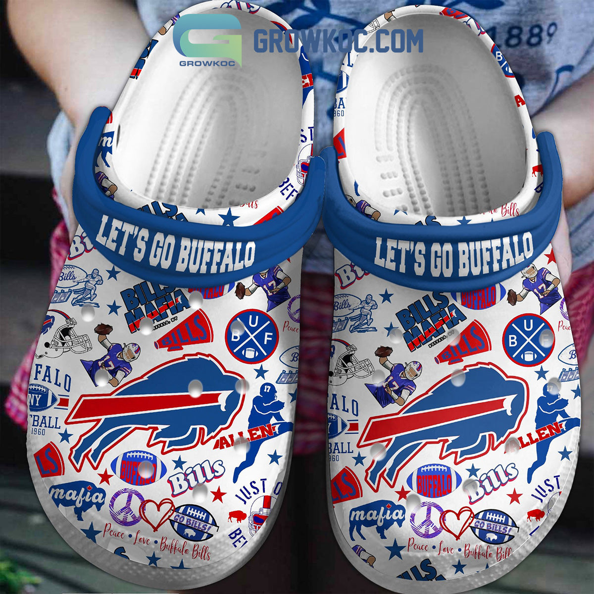 Buffalo Bills Let's Go Peace Love Clogs Crocs