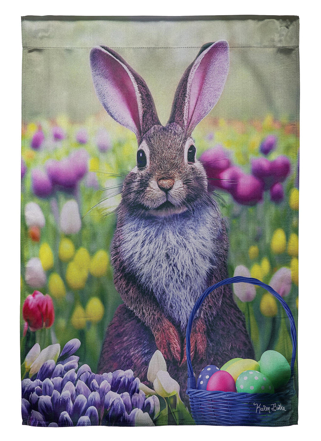 Bunny In Tulip Field Banner 2 Sided