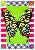Butterfly Plaid Garden Flag 2 Sided Applique