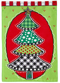 Check and Dots Christmas Tree Garden Flag 2 Sided