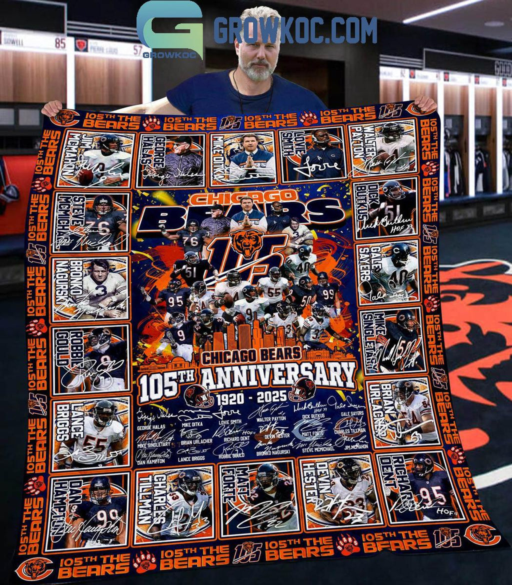 Chicago Bears 105th Anniversary 1920-2025 Fleece Blanket Quilt