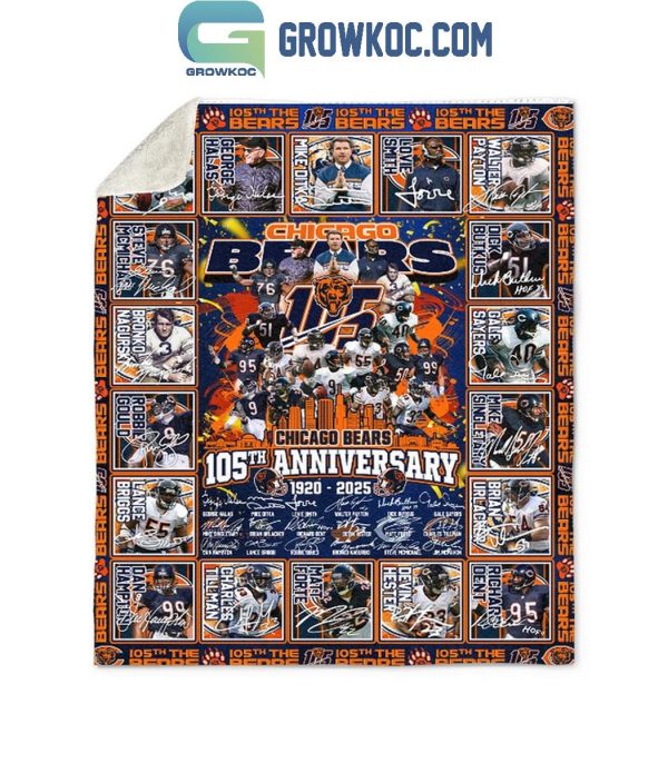 Chicago Bears 105th Anniversary 1920-2025 Fleece Blanket Quilt