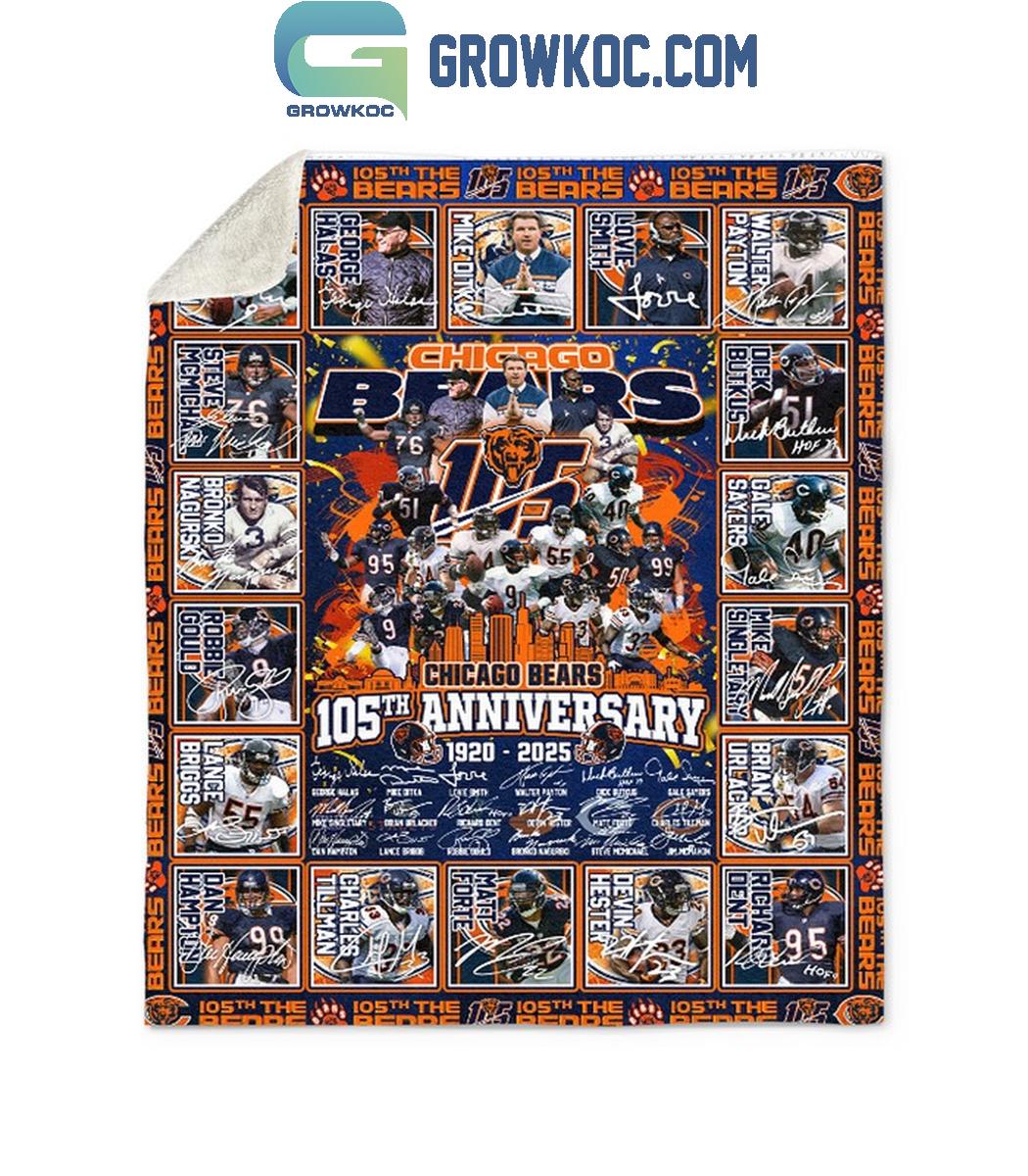 Chicago Bears 105th Anniversary 1920-2025 Fleece Blanket Quilt