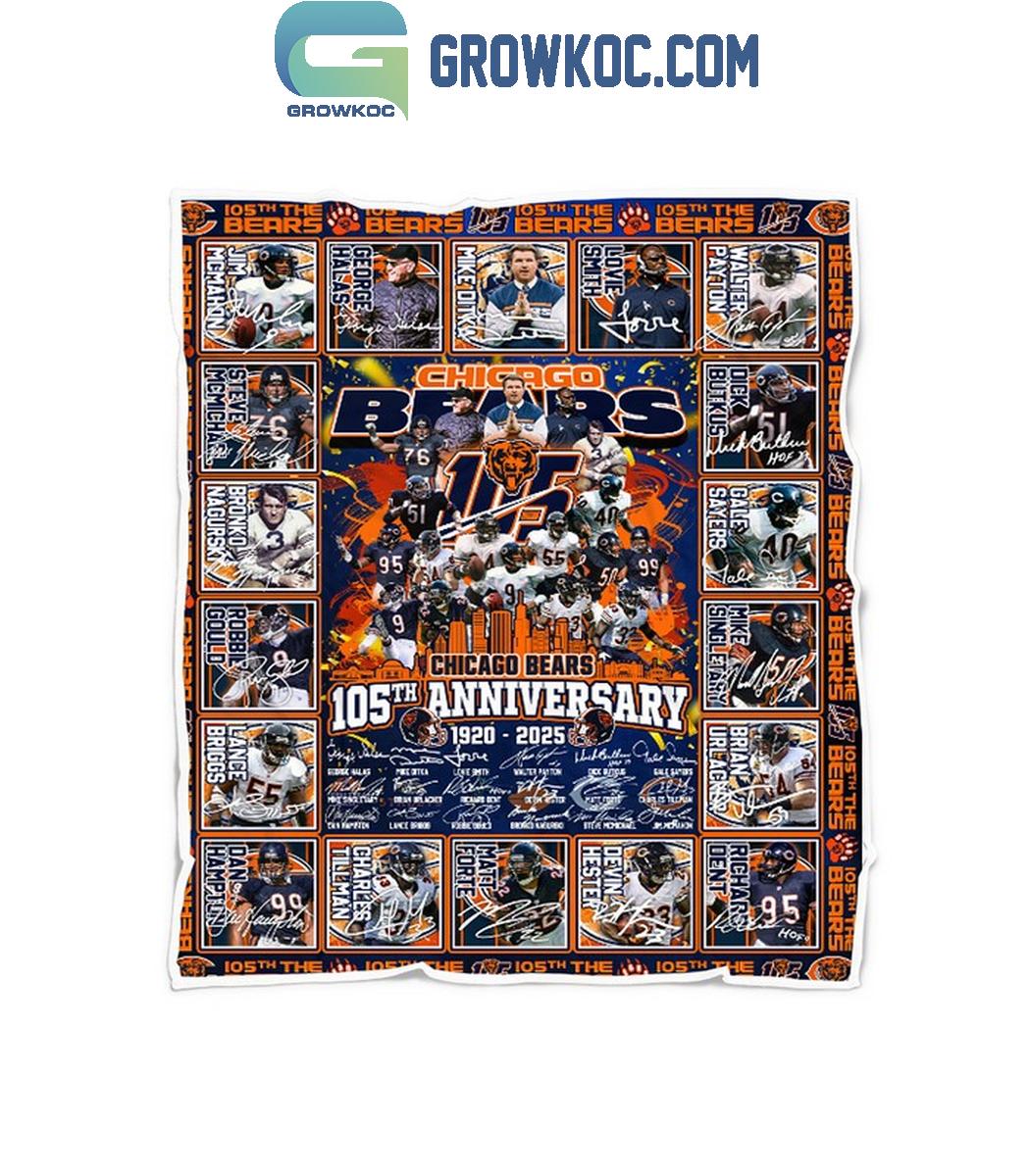 Chicago Bears 105th Anniversary 1920-2025 Fleece Blanket Quilt