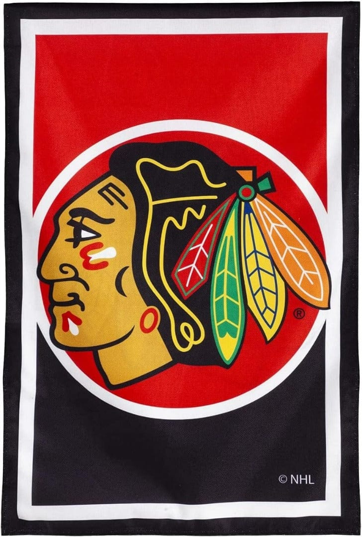 Chicago Blackhawks Banner 2 Sided Burlap House Flag