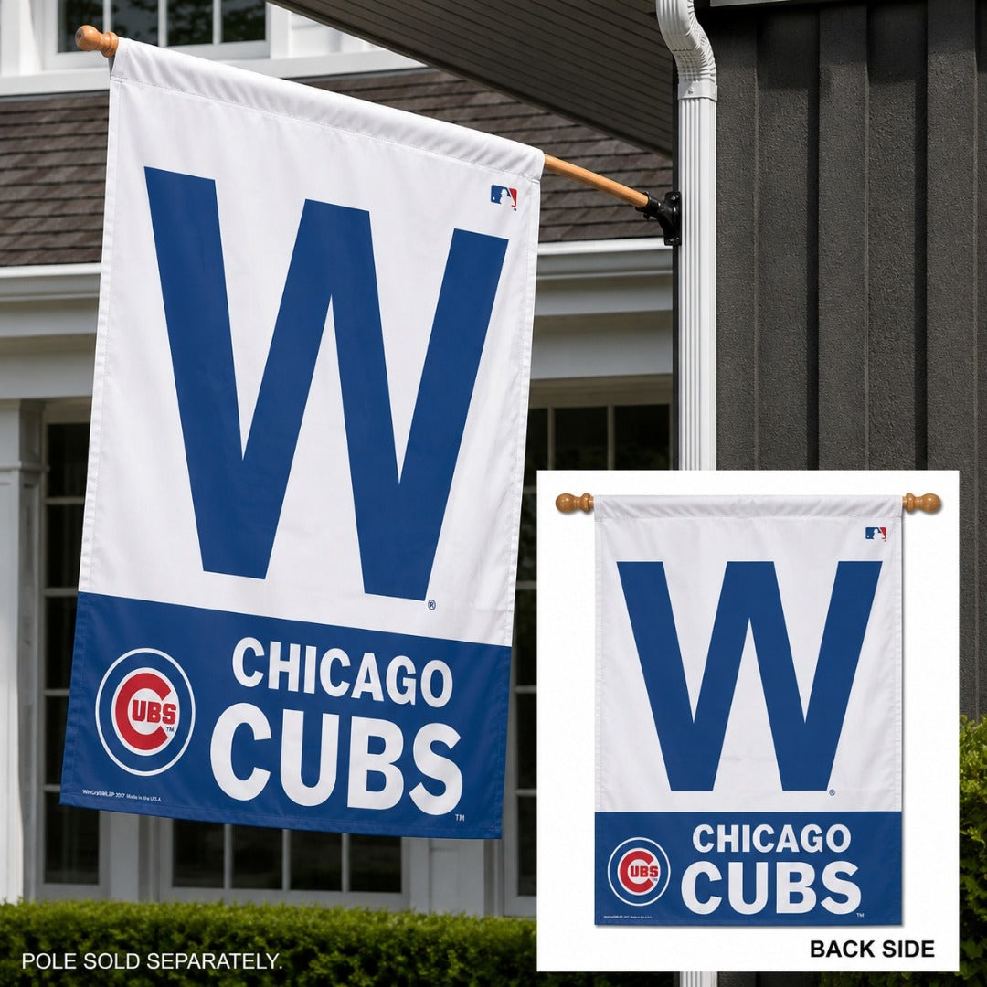 Chicago Cubs W Flag 2 Sided Win Banner Blue W