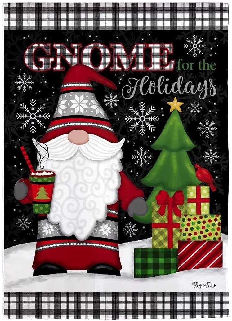 Christmas Gnome For The Holidays Garden Flag 2 Sided
