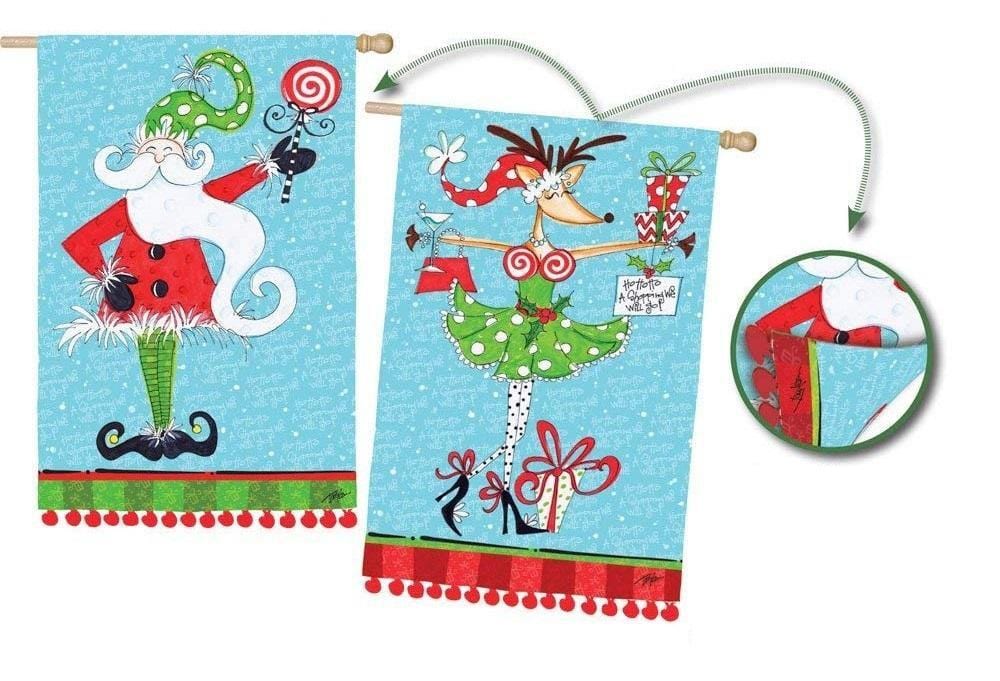 Christmas Holiday Prancer Flag 2 Sided House Banner