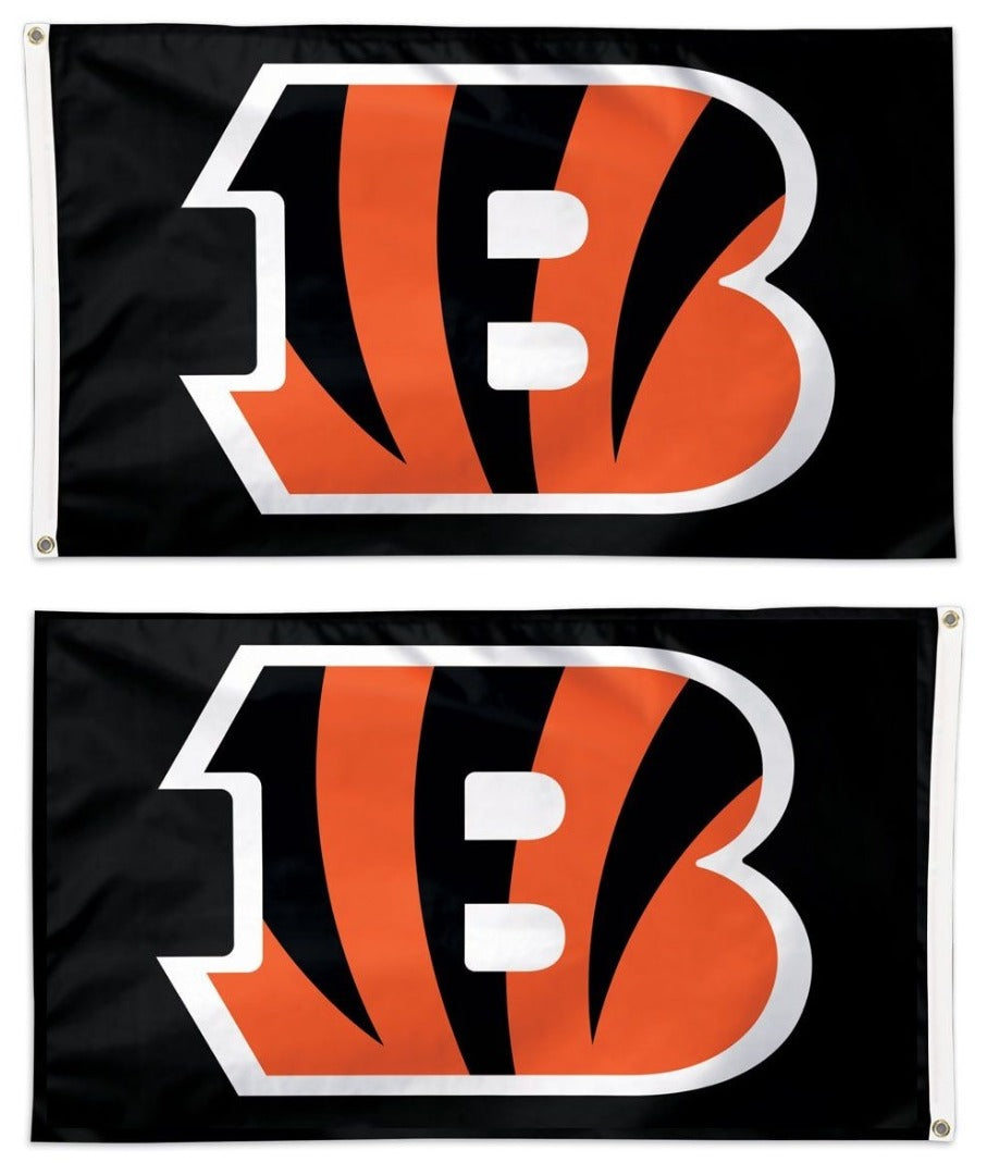 Cincinnati Bengals Flag 3x5 Black Logo 2 Sided