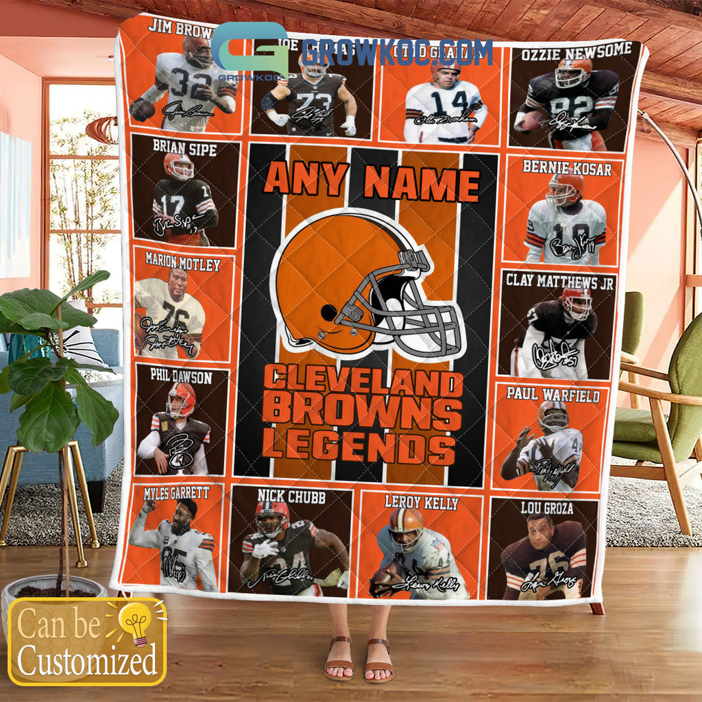 Cleveland Browns NFL Legends In History Personalized Fleece Blanket Quilt