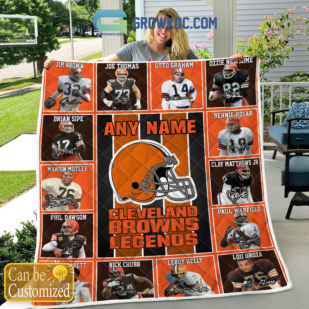 Cleveland Browns NFL Legends In History Personalized Fleece Blanket Quilt