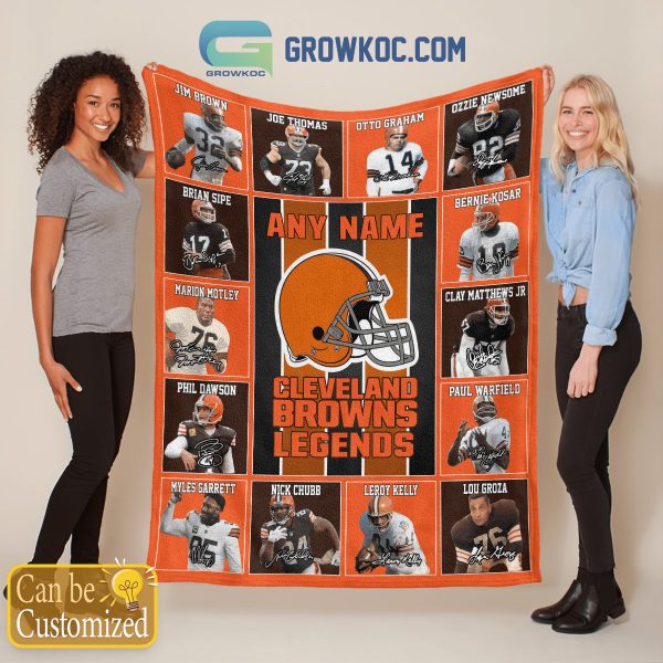 Cleveland Browns NFL Legends In History Personalized Fleece Blanket Quilt