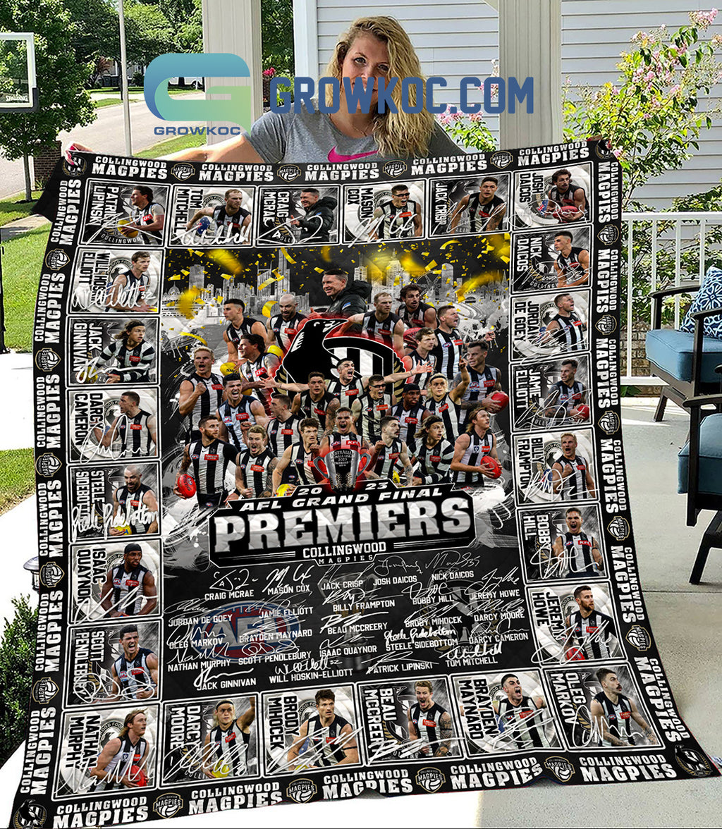 Collingwood Magpies AFL Grand Final Premiers 2023 Fleece Blanket Quilt