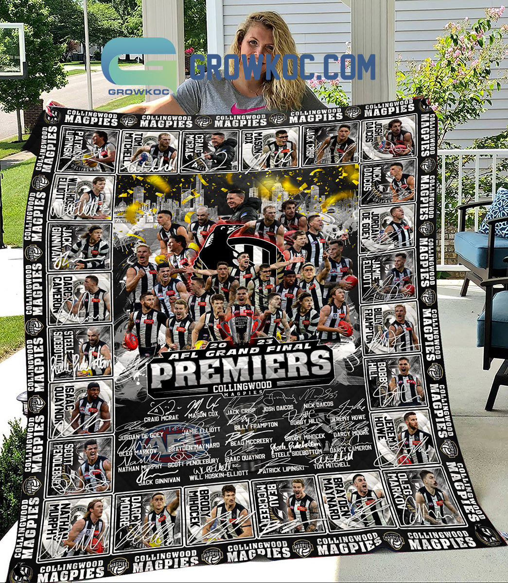 Collingwood Magpies AFL Grand Final Premiers 2023 Fleece Blanket Quilt