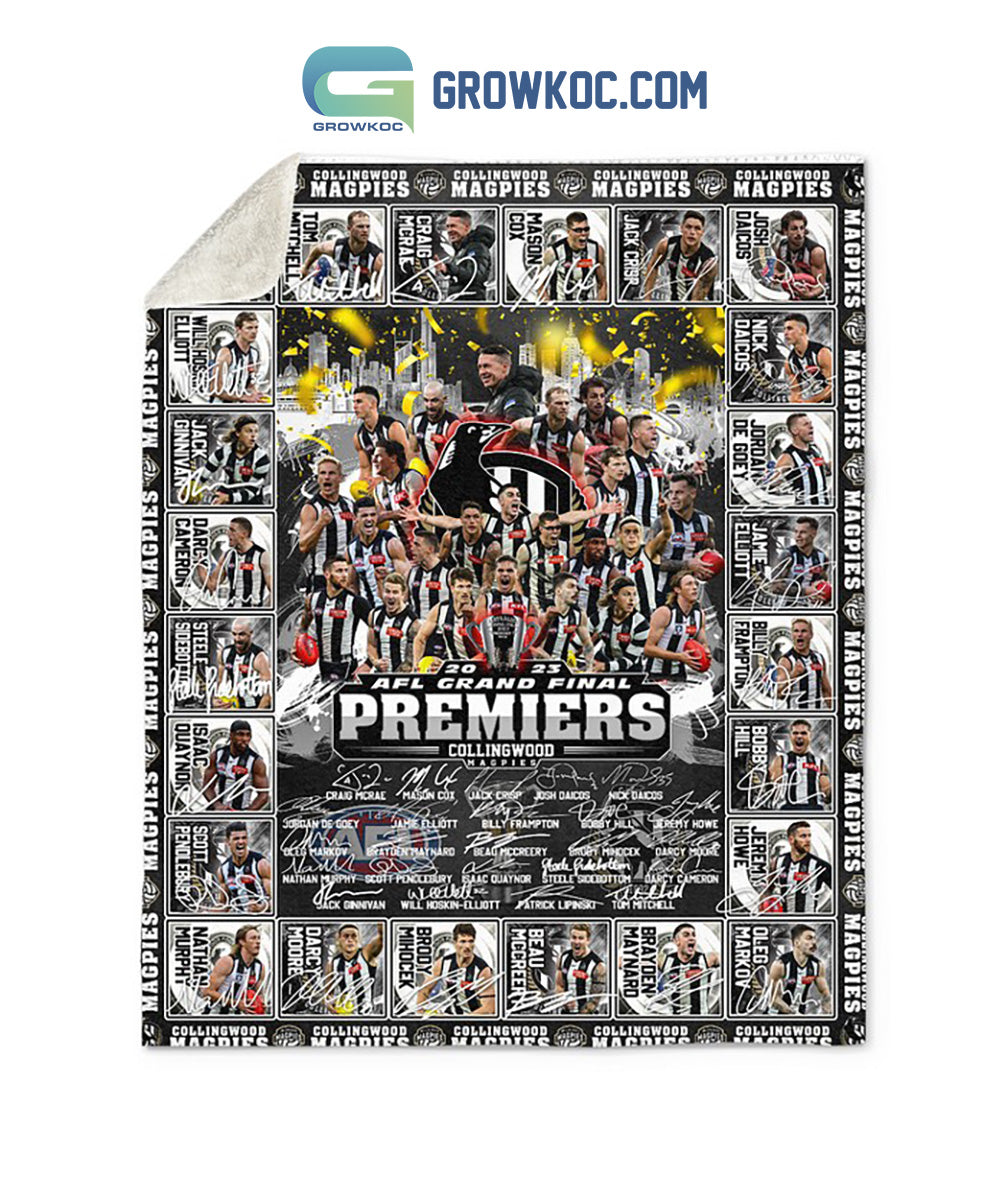 Collingwood Magpies AFL Grand Final Premiers 2023 Fleece Blanket Quilt
