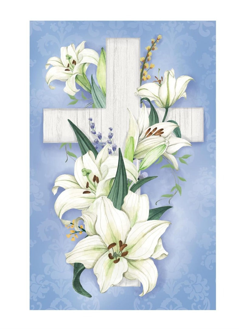 Cross of Lilies 2 Sided Garden Flag