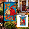 Cuddling Cardinals 2 Sided Applique Garden Flag