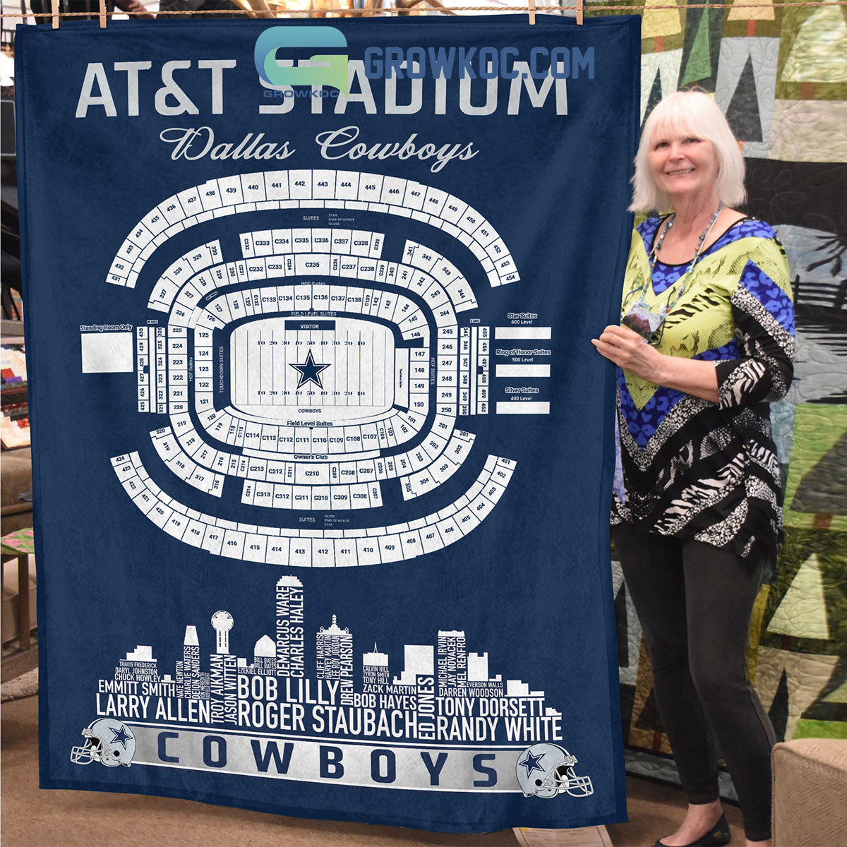 Dallas Cowboys AT&T Stadium Legends Fleece Blanket Quilt