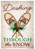 Dashing Through The Snow Christmas Garden Flag 2 Sided Burlap