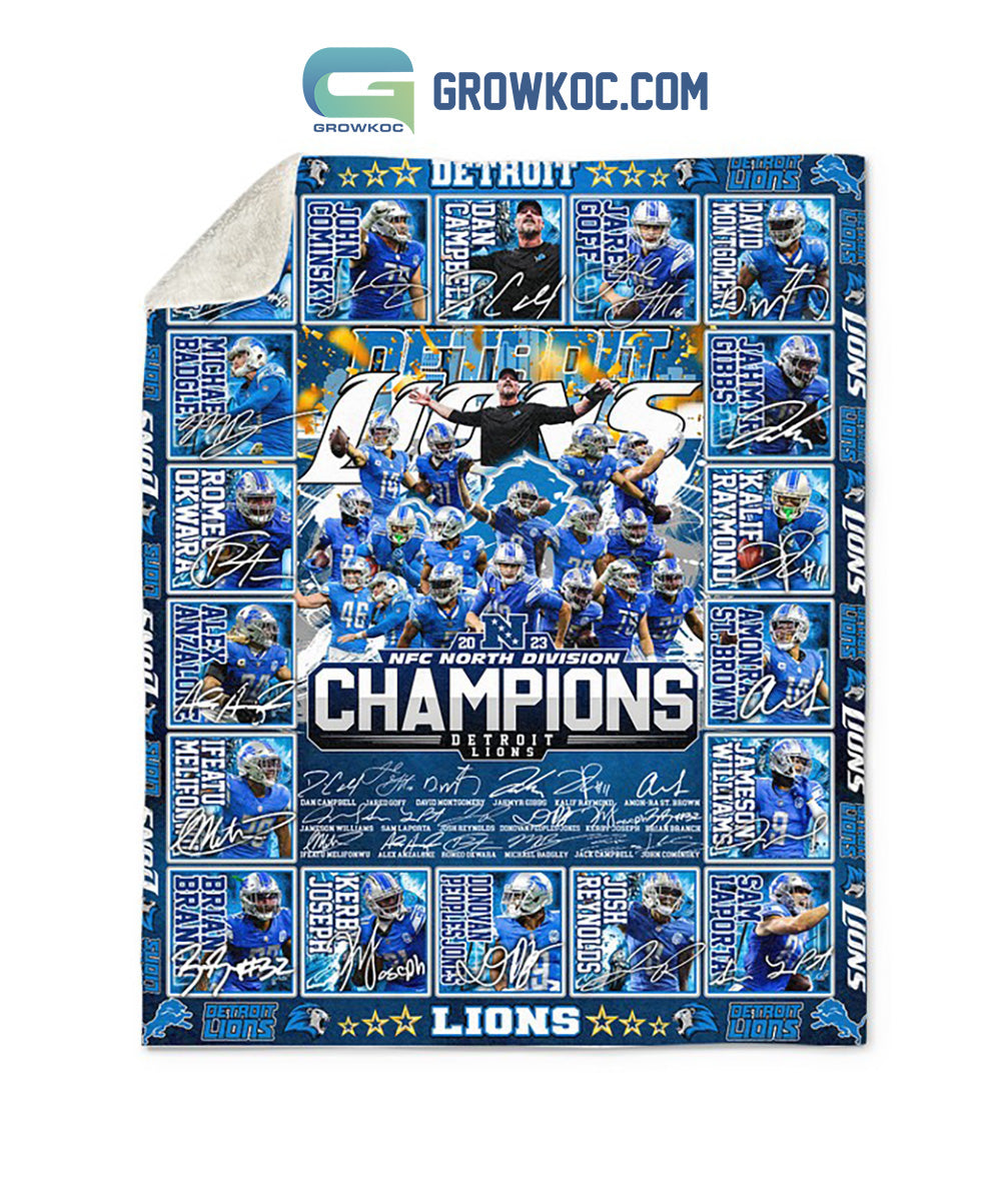 Detroit Lions 2023 NFC Champions Fleece Blanket Quilt