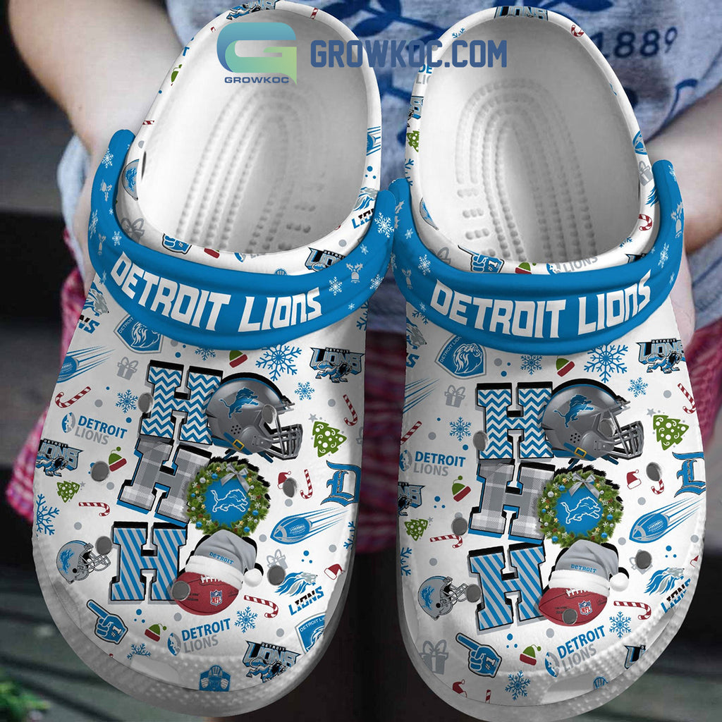 Detroit Lions Ho Ho Ho Christmas Clogs Crocs