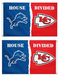 Detroit Lions - Kansas City Chiefs House Divided Flag 3x5 2 Sided